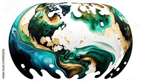 Fototapeta planet earth illustration. Symbol of life, nature, fund, ecology, international events. Hand drawn on background, isolated clip art element for design.