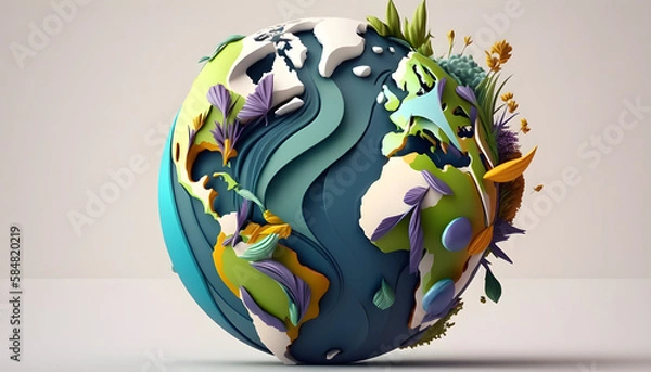 Fototapeta planet earth illustration. Symbol of life, nature, fund, ecology, international events. Hand drawn on background, isolated clip art element for design.