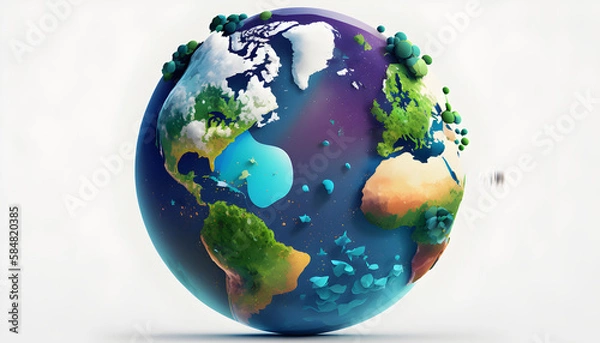 Fototapeta planet earth illustration. Symbol of life, nature, fund, ecology, international events. Hand drawn on background, isolated clip art element for design.
