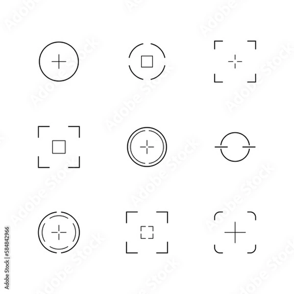 Fototapeta Camera viewfinder linear vector icons. Isolated autofocus outline pictograms collection on white