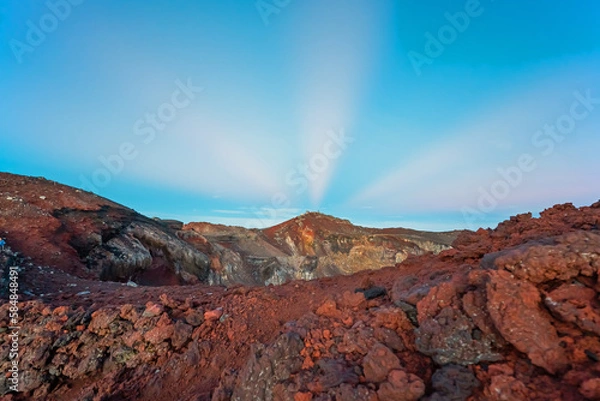 Obraz 朝日に照らされる富士山頂