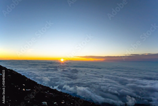 Obraz 富士山頂から眺める雲海