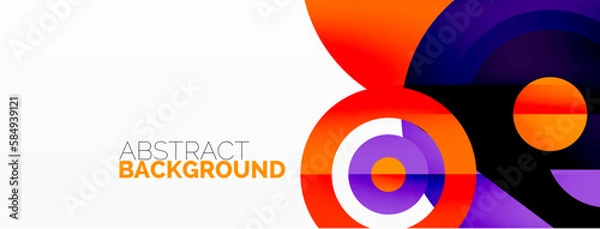 Fototapeta Abstract round shapes background. Minimalist decoration. Geometric background with circles and rings