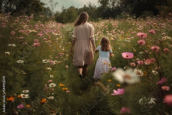 Obraz Floral Footsteps Together - generative ai