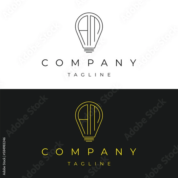 Obraz Letter AM MA initial lamp solution bulblight icon logo design vector template