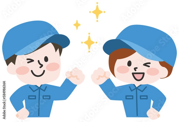 Obraz ウインクをする作業員たち