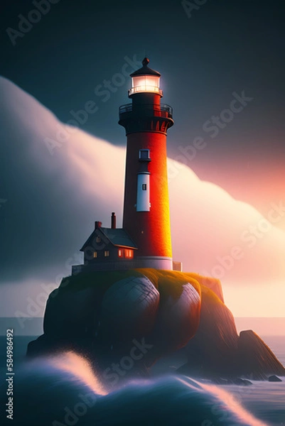 Obraz lighthouse at sunset