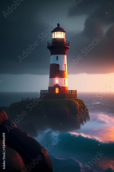 Obraz lighthouse at sunset