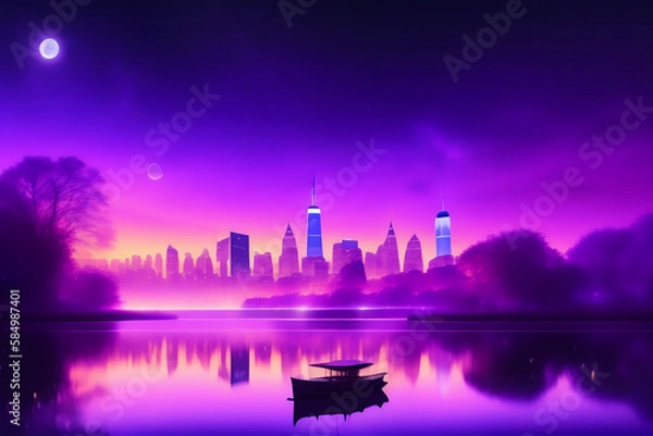 Obraz night city skyline