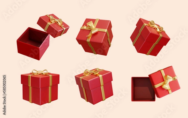 Fototapeta 3D red giftboxes element set