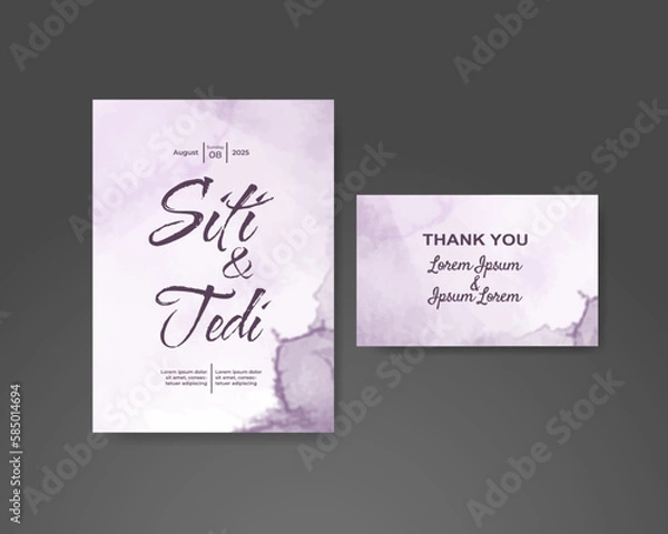 Fototapeta Wedding invitation with abstract watercolor background