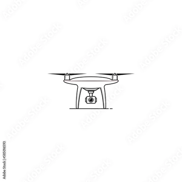 Fototapeta Drone with camera icon or logo isolated vector graphics