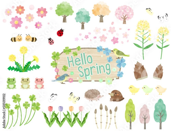 Fototapeta かわいい春のイラスト素材