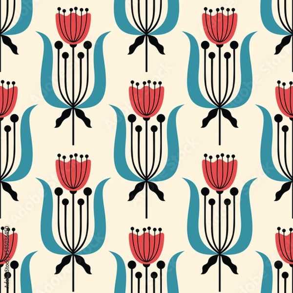 Obraz Abstract red poppy flowers pattern