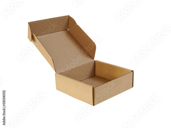 Fototapeta open cardboard box for product container in rectangle shape in png format