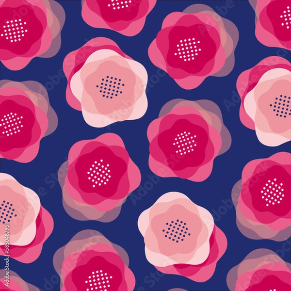 Obraz Seamless pattern with Scandinavian flower illustrations - Vector