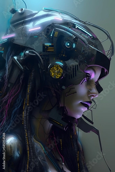 Fototapeta Cyberpunk Android Woman, Generative AI
