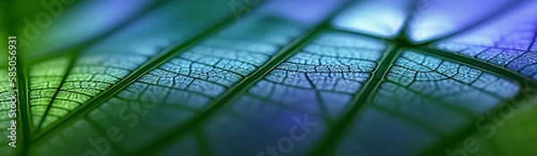 Fototapeta Illustration of a vibrant green leaf with intricate details and textures created with Generative AI technology
