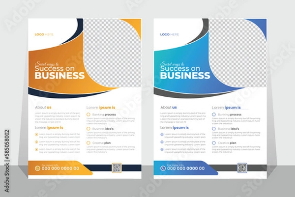 Fototapeta business flyer, corporate, agency, company, corporation, flat, design, template, vector, business, page, layout, brochure, flyer, paper, menu, folder, leaflet’s  , a4, stylish, creative, colorful, uni