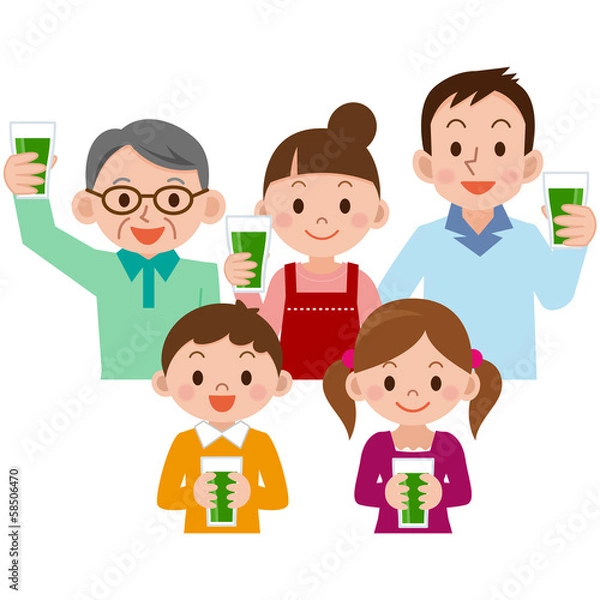 Obraz 青汁を飲む家族
