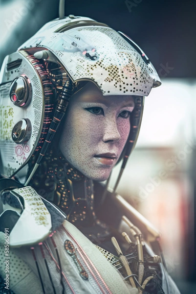 Obraz Cyberpunk Geisha Robot, Generative AI