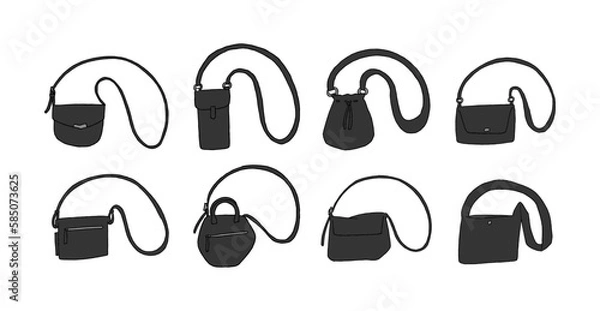 Fototapeta 黒いショルダーバッグのイラストセット
