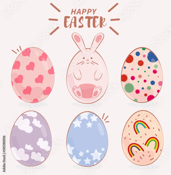 Fototapeta easter eggs and bunny