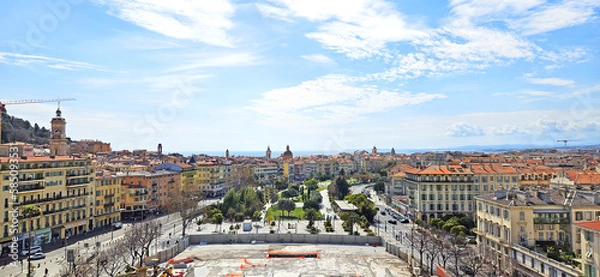 Fototapeta Panoramic view of the city of Nice, France in part of its historical buildings in the central part. Côte d'Azur - French Riviera