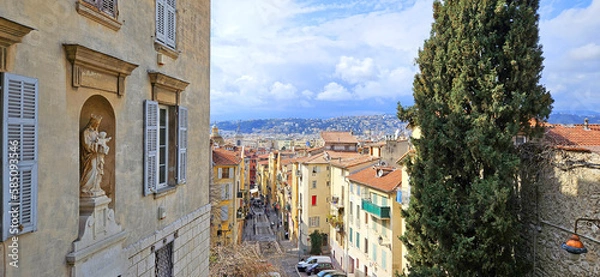Fototapeta Panoramic view of the city of Nice, France in part of its historical buildings in the central part. Côte d'Azur - French Riviera