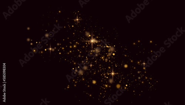 Fototapeta Light effect with lots of shiny shimmering particles isolated on transparent background. Vector star cloud with dust for New Year for greeting illustrations.