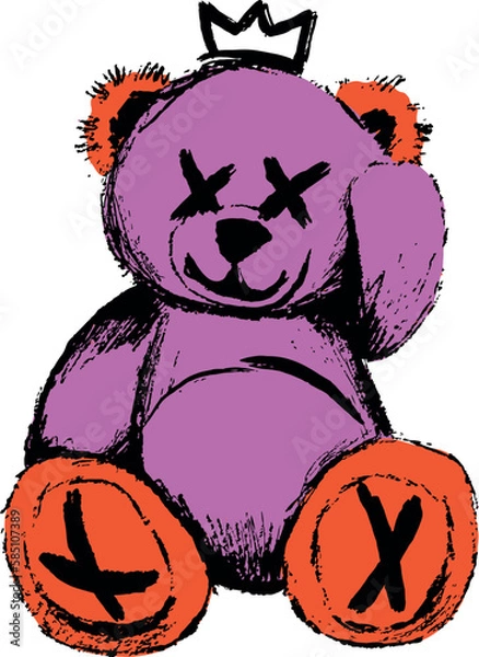 Obraz teddy bear crown with slogan Vector design for t-shirt graphics, banner, fashion prints, slogan tees, stickers, flyer, posters and other creative uses