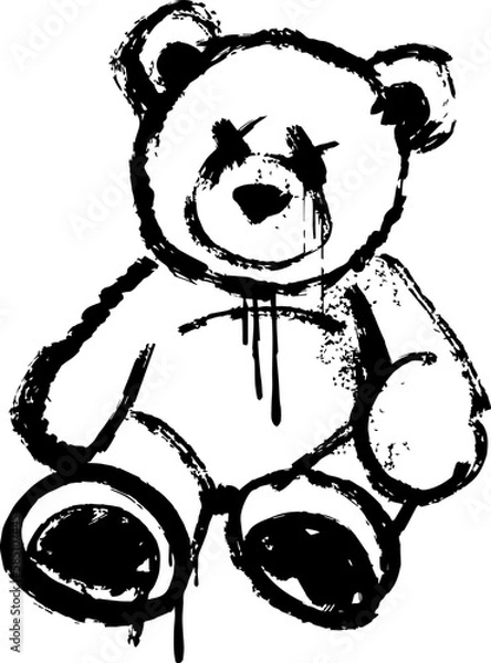 Obraz teddy bear spray effect with slogan Vector design for t-shirt graphics, banner, fashion prints, slogan tees, stickers, flyer, posters and other creative uses