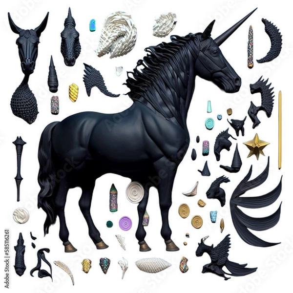 Fototapeta Black unicorn assets