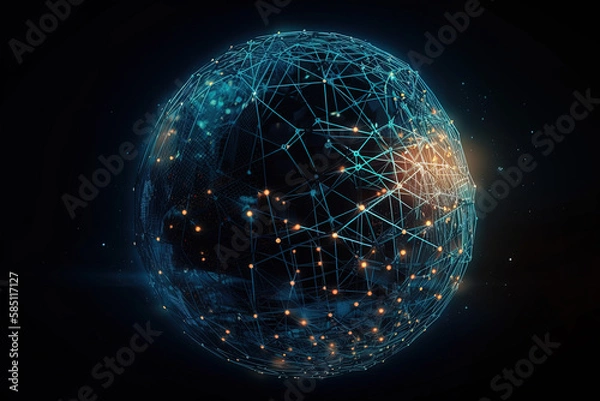 Fototapeta Data visualization of the globe. created using Generative Ai.