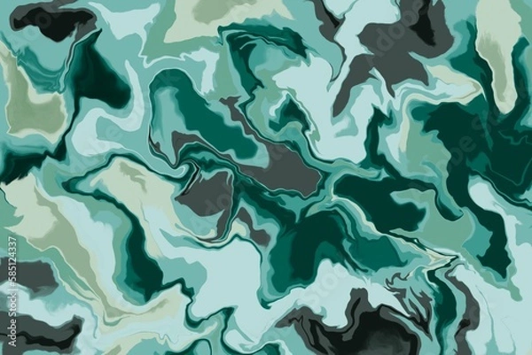 Fototapeta Stunning abstract background  of fluid and dynamic green colors, reminiscent of the swirling patterns found in marble or colorful crystals