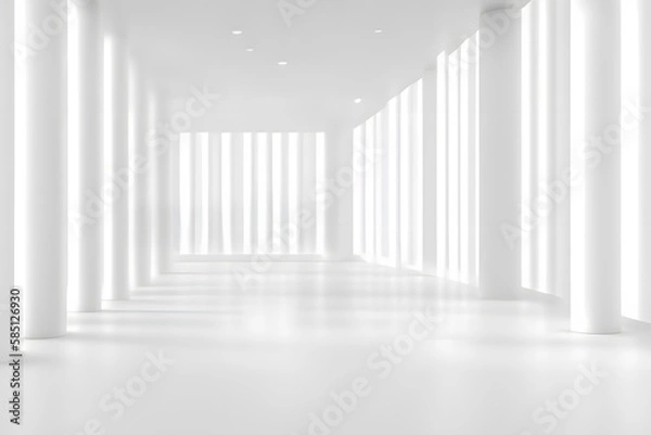 Fototapeta Big empty white room. Generative AI