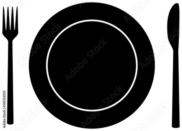 Fototapeta Plate with fork and knife icon. 