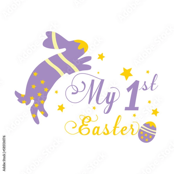 Fototapeta My First Easter Retro Easter T Shirt design. Boy and girl frame vector design. First Easter for baby
