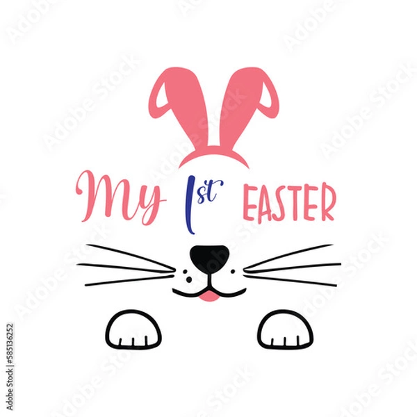 Obraz My First Easter Retro Easter T Shirt design. Boy and girl frame vector design. First Easter for baby
