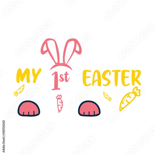 Fototapeta My First Easter Retro Easter T Shirt design. Boy and girl frame vector design. First Easter for baby
