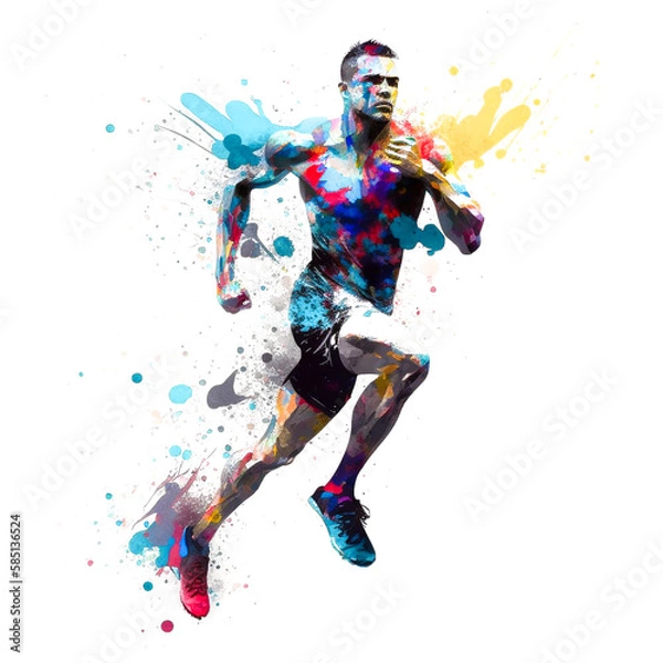 Fototapeta 陸上選手のペイントアート, runner Paint Art, Generative AI