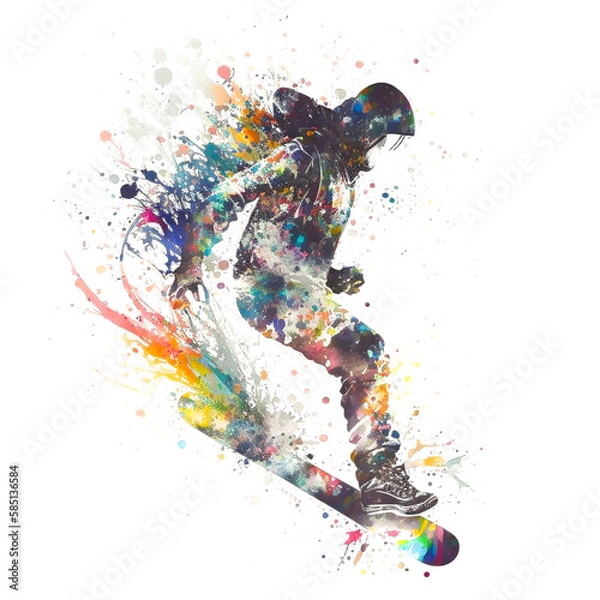 Obraz スノーボード選手のペイントアート, Snowboarders Paint Art, Generative AI