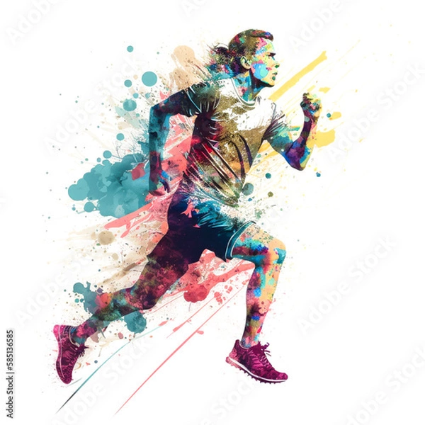 Obraz 陸上選手のペイントアート, runner Paint Art, Generative AI