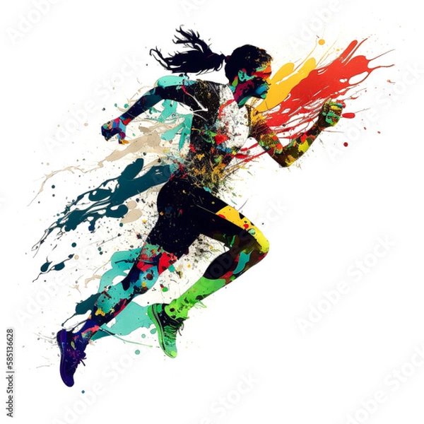 Obraz 陸上選手のペイントアート, runner Paint Art, Generative AI