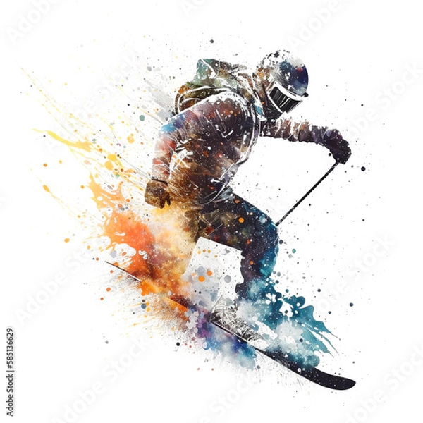 Obraz スキー選手のペイントアート, skier Paint Art, Generative AI