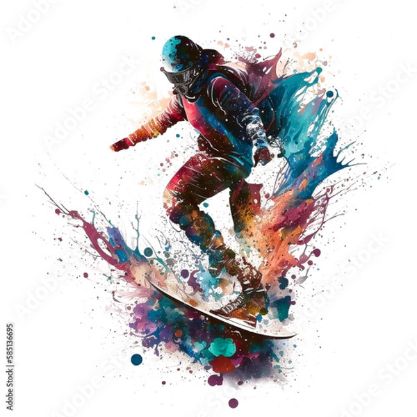 Obraz スノーボード選手のペイントアート, Snowboarders Paint Art, Generative AI