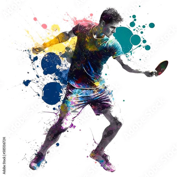 Obraz 卓球選手のペイントアート, table tennis Player Paint Art, Generative AI