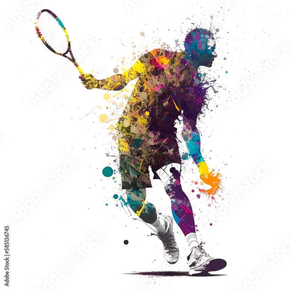 Obraz テニス選手のペイントアート, tennis Player Paint Art, Generative AI