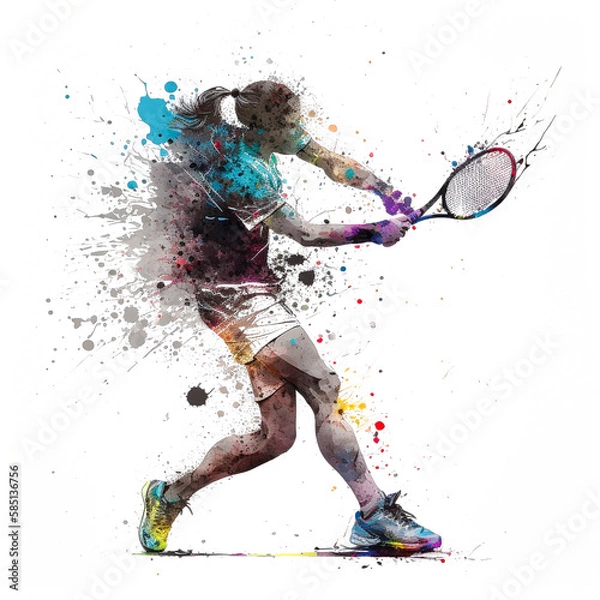 Obraz テニス選手のペイントアート, tennis Player Paint Art, Generative AI