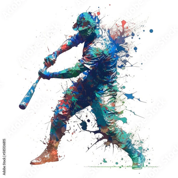 Obraz 野球選手のペイントアート, Baseball Player Paint Art, Generative AI